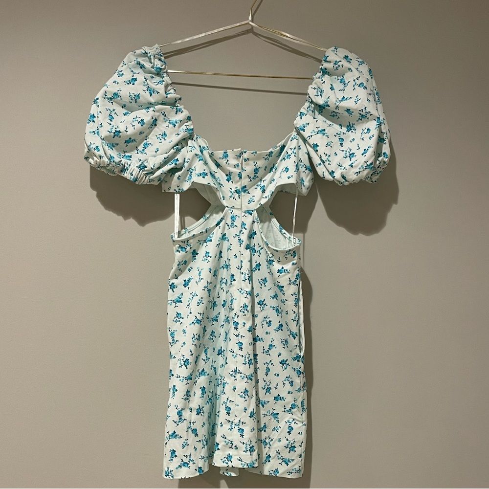 NWT Zara Floral Puff Sleeve Cutout mini dress Sz. S and M - Picture 5 of 5